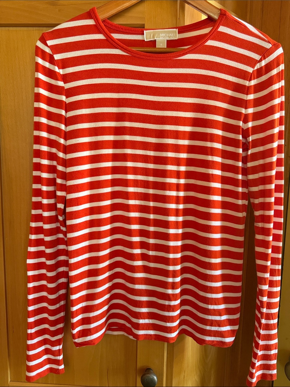MICHAEL Michael Kors sz S Deep orange & white striped l/s top - soft